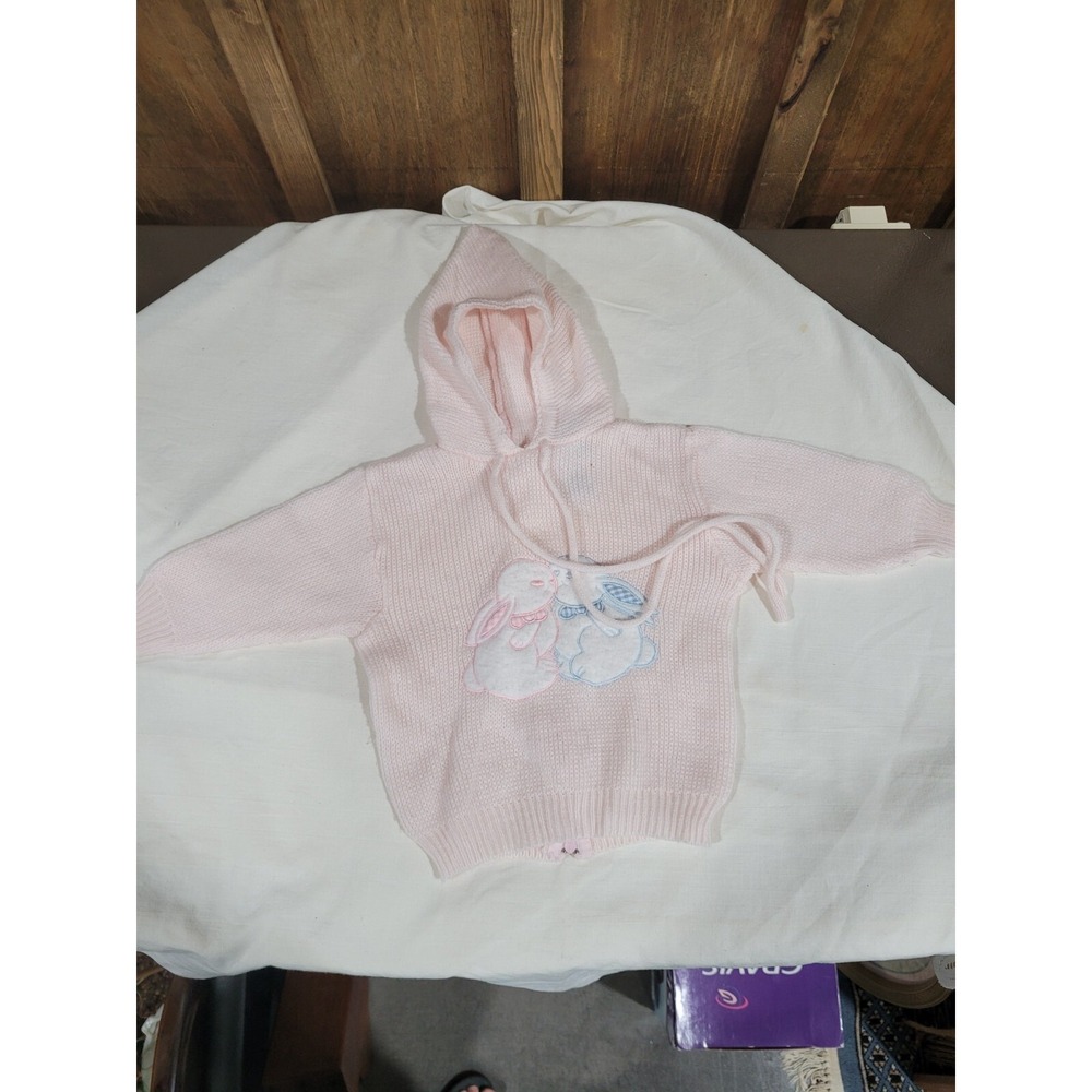 Pride & Joy Baby Girls 6/9M Pink Knitted Hooded  Sweater